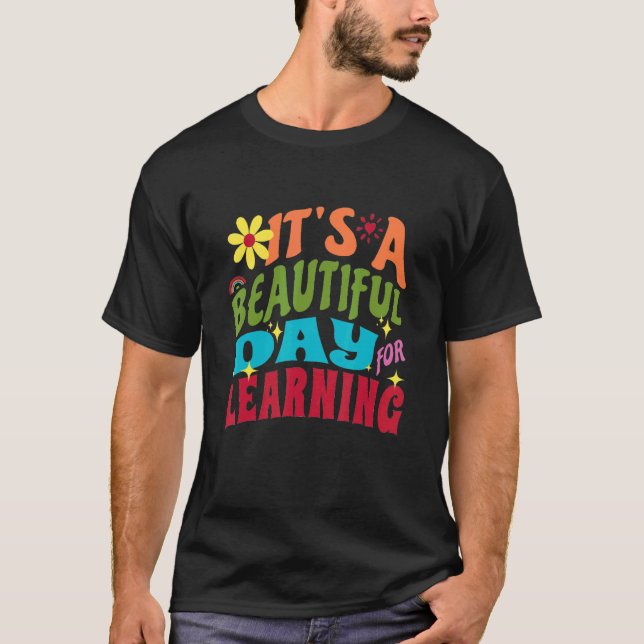 T-shirt It's Beautiful Day For Learning Retro Teacher Stud (Devant)