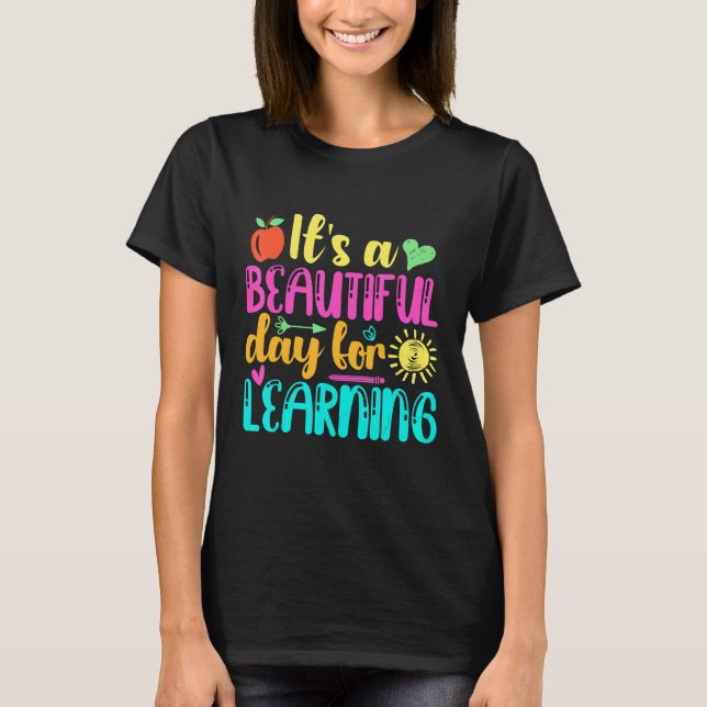 T-shirt It's Beautiful Day For Learning Retro Teacher Stud (Devant)