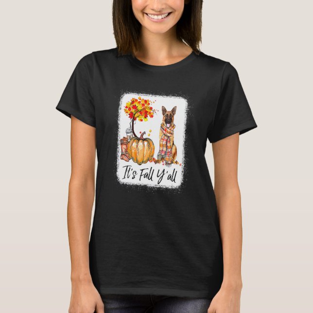 T-shirt It's Fall Y'all German Shepherd Dog Halloween Than (Devant)