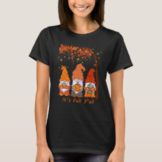 T-shirt It's Fall Y'all Gnome Pumpkin Coffee Autumn Thanks