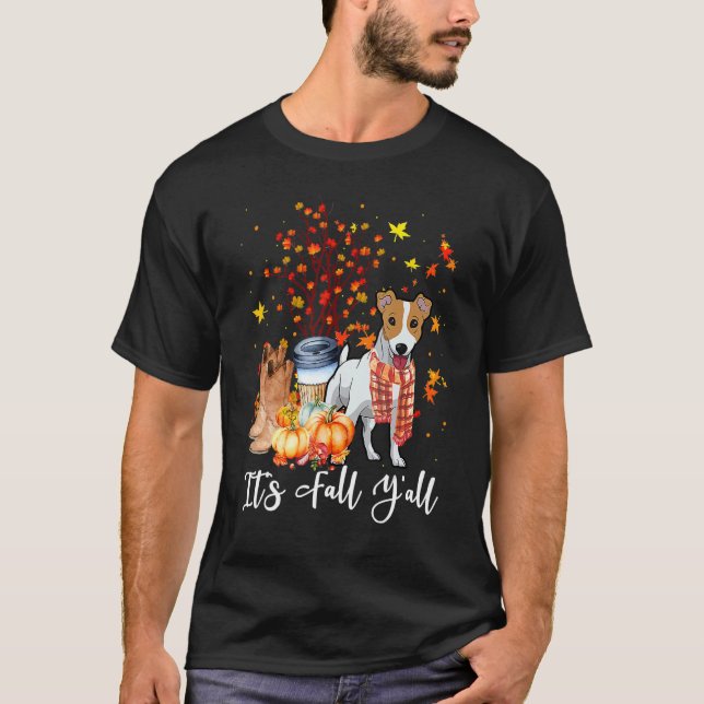 T-shirt It's Fall Y'all Jack Russell Terrier Dog Pumpkin F (Devant)