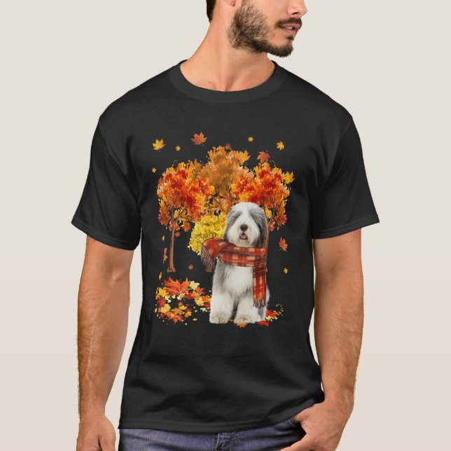 T-shirt It's Fall Y'all Old English Sheepdog Autumn Tree F (Devant)