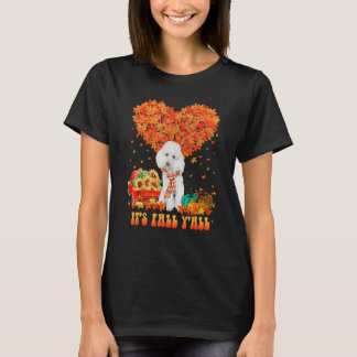 T-shirt It's Fall Y'all Poodle Dog Pumpkin Autumn Tree Tha