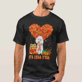 T-shirt It's Fall Y'all Poodle Dog Pumpkin Autumn Tree Tha