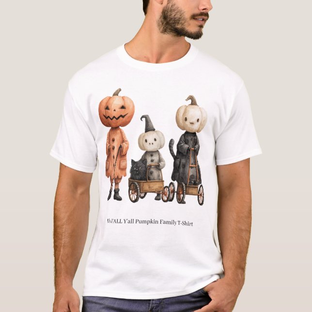 T-shirt It's FALL Y'all Pumpkin Family (Devant)