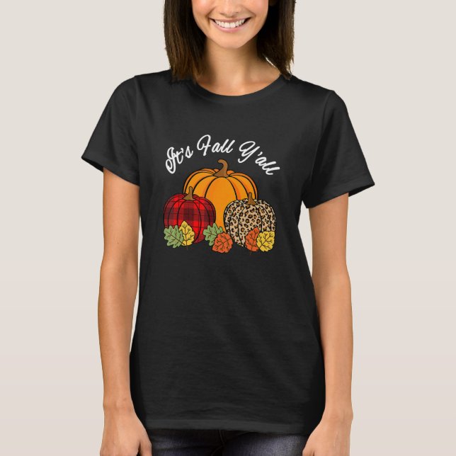 T-shirt Its Fall Yall Pumpkin Leopard Print Autumn Thanksg (Devant)