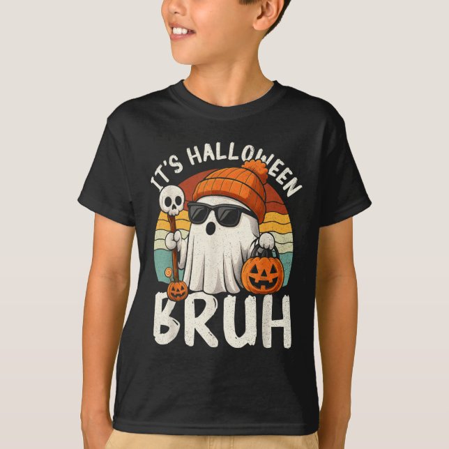 T-shirt It's Halloween Bruh Boo Ghost Pumpkin Costume Boys (Devant)