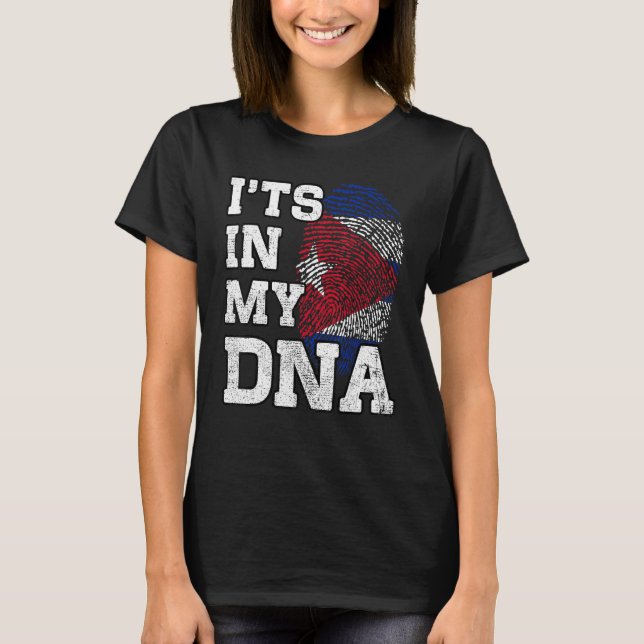 T-shirt It's In My DNA Cuban Fingerprint Proud Cuba Flag (Devant)