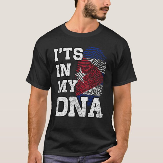 T-shirt It's In My DNA Cuban Fingerprint Proud Cuba Flag (Devant)