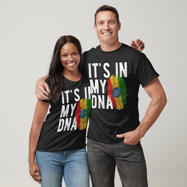 T-shirt It's in my DNA Ethiopia Flag Fingerprints (Unisexe)