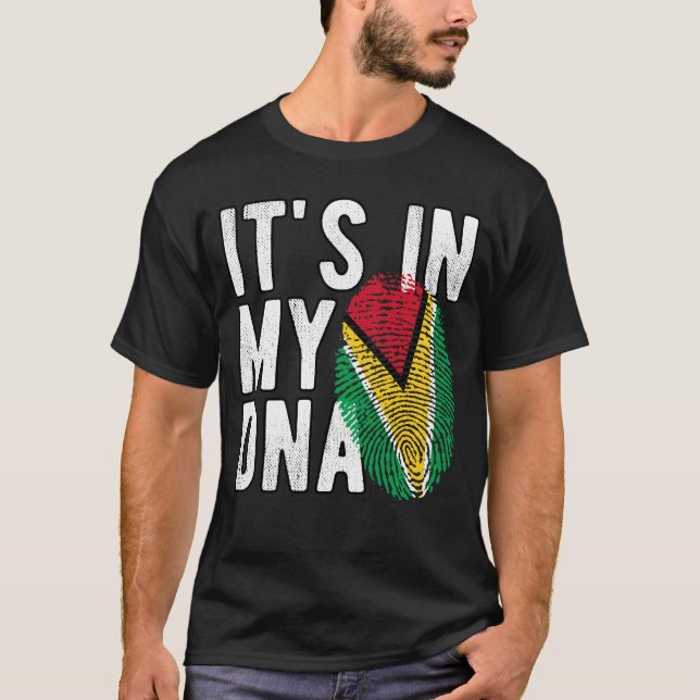 T-shirt It's in my DNA Guyana Flag Fingerprints (Devant)
