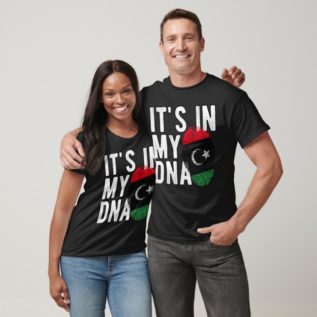 T-shirt It's in my DNA Libya Flag Fingerprints (Unisexe)