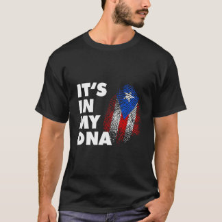 T-shirt It'S In My Dna Puerto Rico Finger Print Boricua Fl