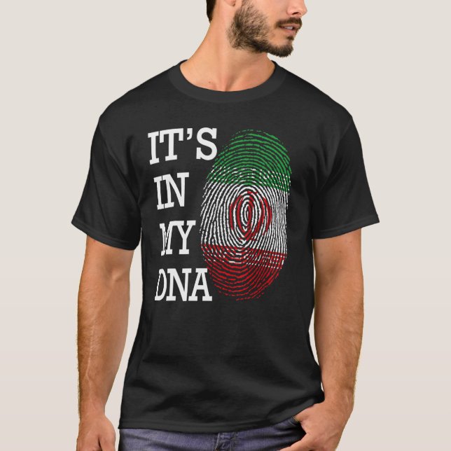 T-shirt It's in my DNA quote Flag of Iran fingerprint (Devant)