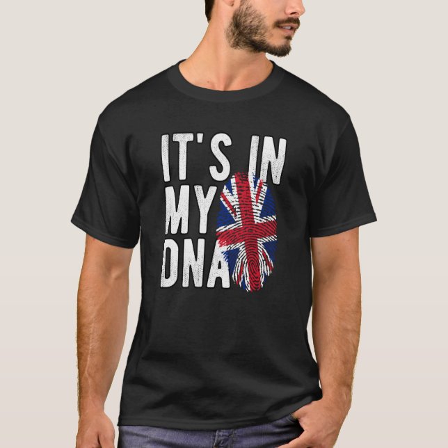T-shirt It's In My DNA Union Jack Fingerprint British Isle (Devant)