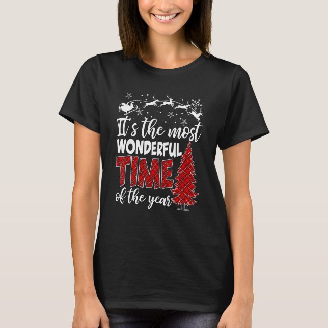T-shirt It's Most Wonderful   Time Christmas Buffalo Red P (Devant)