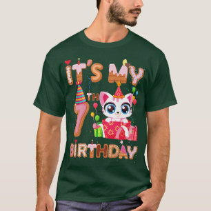 T-shirt It's My 7th Birthday Girl Funny Cat Birthday 7