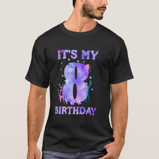 T-shirt It's My 8th Birthday Girl Ocean 8 Years Old Sea Fi