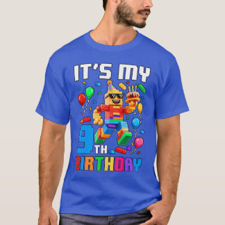 T-shirt Its My 9th Birthday Building Brick 9 Years Old Boy