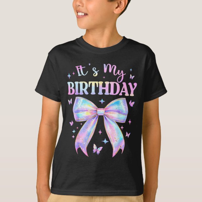 T-shirt It's My Birthday Tie Dye Coquette Bow Butterfly Bi (Devant)