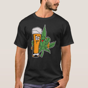 T-shirt Ivre et défoncé Bière et bourgeons de weed potes p