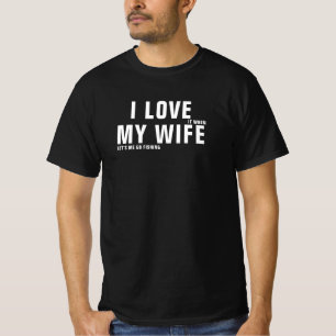 T-shirt J’adore quand ma femme va pêcher Noir