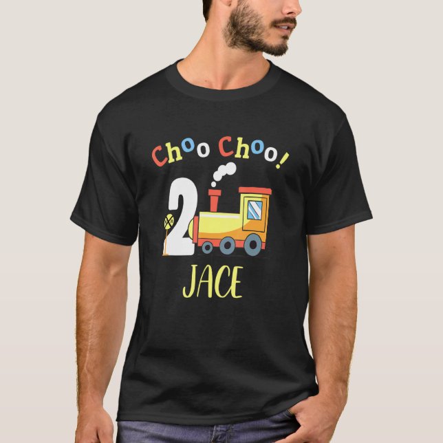 T-shirt Jace Choo Choo Deux Train 2e Anniversaire à 2 ans (Devant)