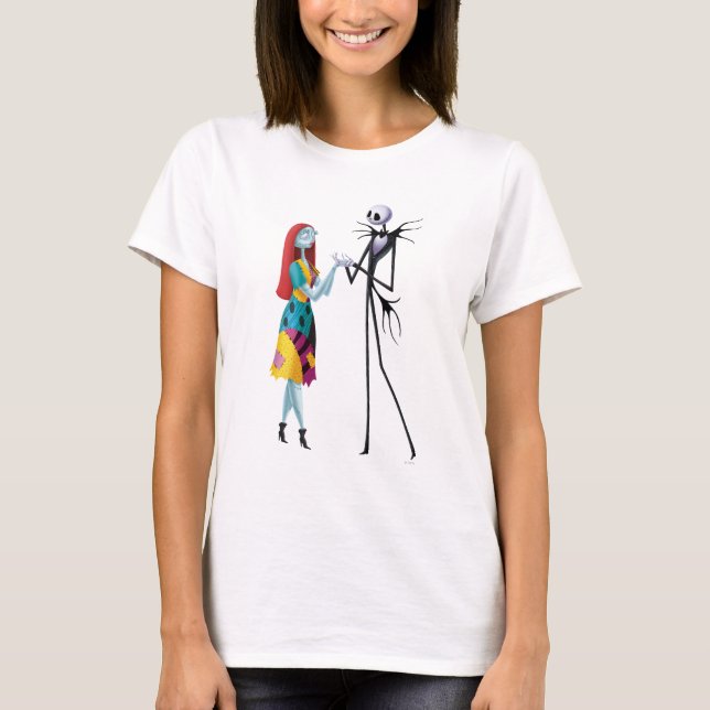 T-shirt Jack et Sally tenant les mains (Devant)