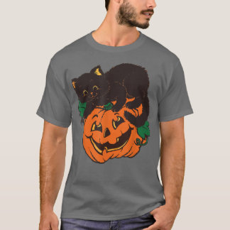 T-shirt Jack-o'-lantern Black Chat Halloween Costume Dépla