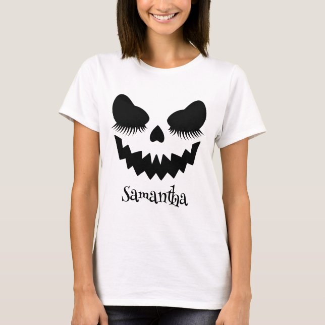 T-shirt Jack-o'-lantern Citrouille Face Halloween (Devant)