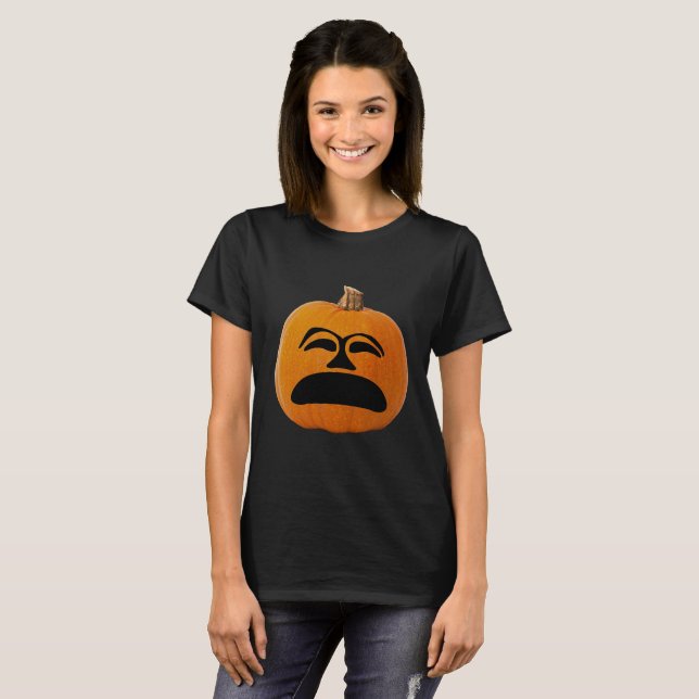 T-shirt Jack o' Lantern Malheureux Face, Citrouille d'Hall (Devant entier)