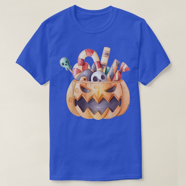 T-shirt Jack o' lanterne Candy Halloween Citrouille Fall M (Design devant)