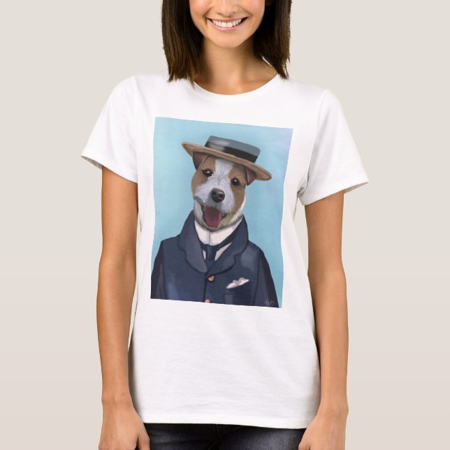 T-shirt Jack Russell dans un bateau (Devant)