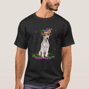 T-shirt Jack Russell portant un masque de carnaval Mardi G