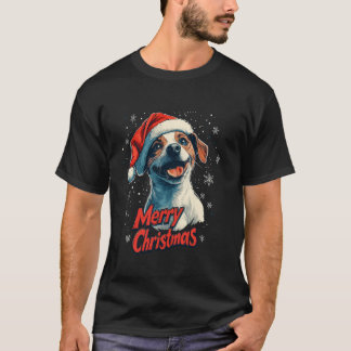 T-shirt Jack Russell Santa Hat Joyeux Noël Noël Chien Lo