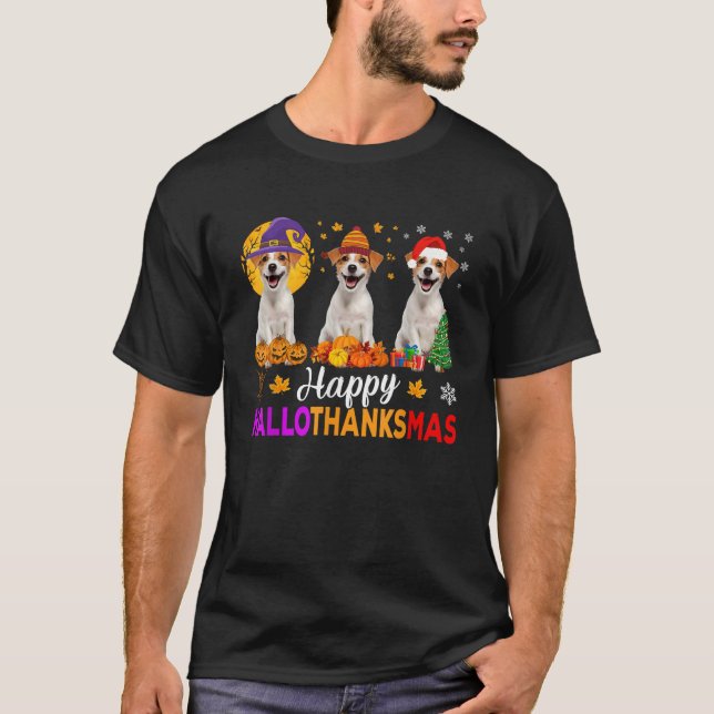 T-shirt Jack Russell Terrier Dog Halloween Christmas Hallo (Devant)
