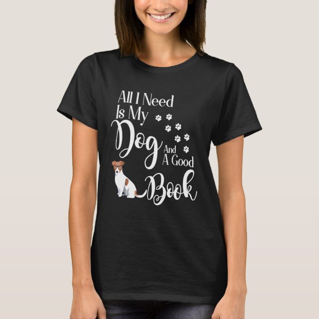 T-shirt Jack Russell Terrier J'adore My Dog Book Reading (Devant)