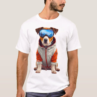 T-shirt Jack Russell Terrier Ski Dog Art – Cute Winter Dog