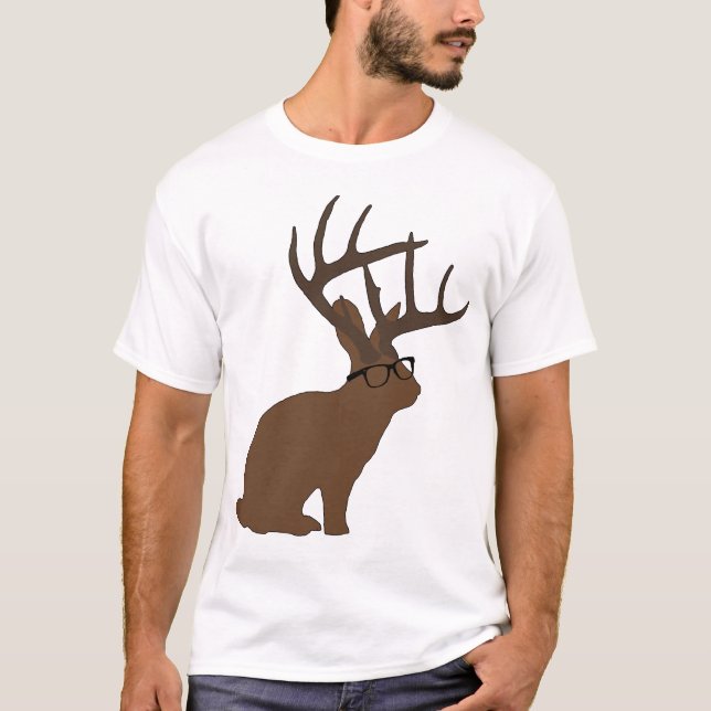 T-shirt jackalope avec des verres (Devant)