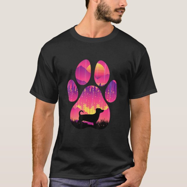 T-shirt Jackshund Paw Maman Papa Chien Femmes Hommes (Devant)