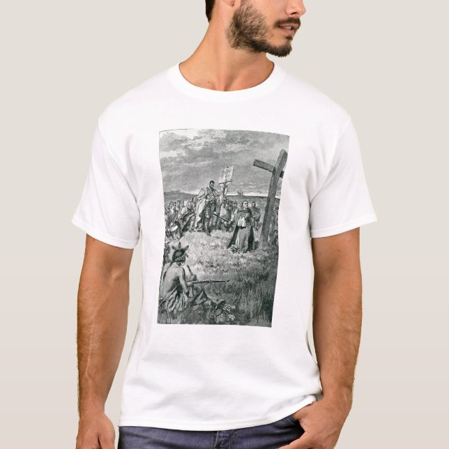 T-shirt Jacques Cartier installant une croix chez Gaspé (Devant)