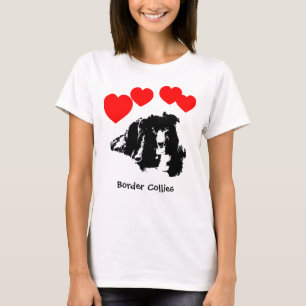 T-shirt J'adore (Amour) les chiens Border Collies