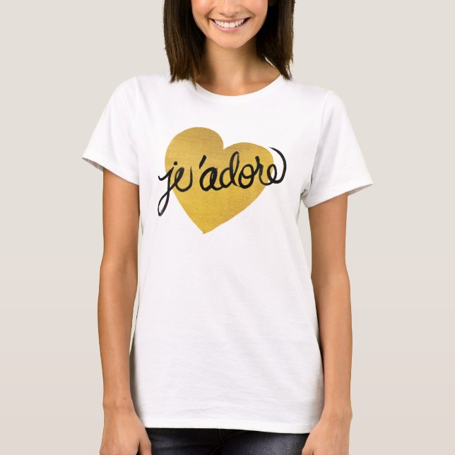 T-shirt J'adore Cote | Coeur noir et or (Devant)