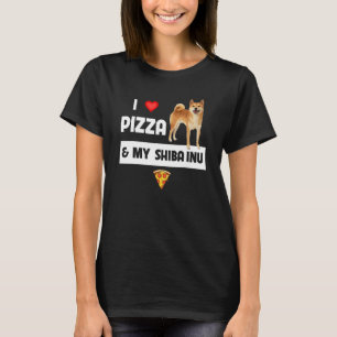T-shirt J'adore la pizza et mon chien Shiba Inu Pepperoni