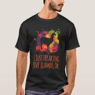 T-shirt J'adore l'aquarelle de lama drôle d'animal de ferm