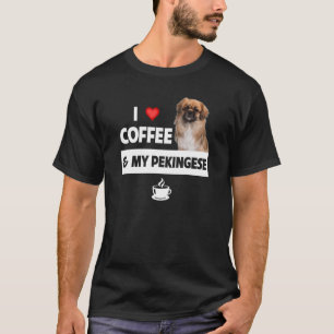 T-shirt J'adore le café et mon chien pékinois maman papa b