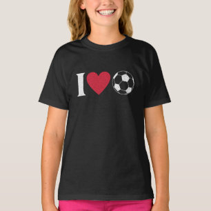 T-shirt J'adore le football coeur rétro amoureux de footba