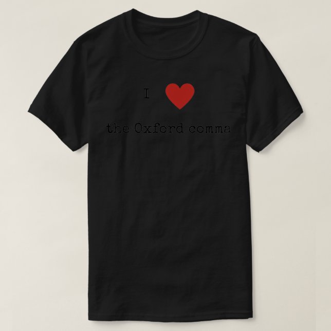T-shirt J'adore le virgule d'Oxford (Design devant)