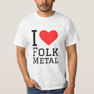T-shirt J'adore les autocollants de carré de métal folk