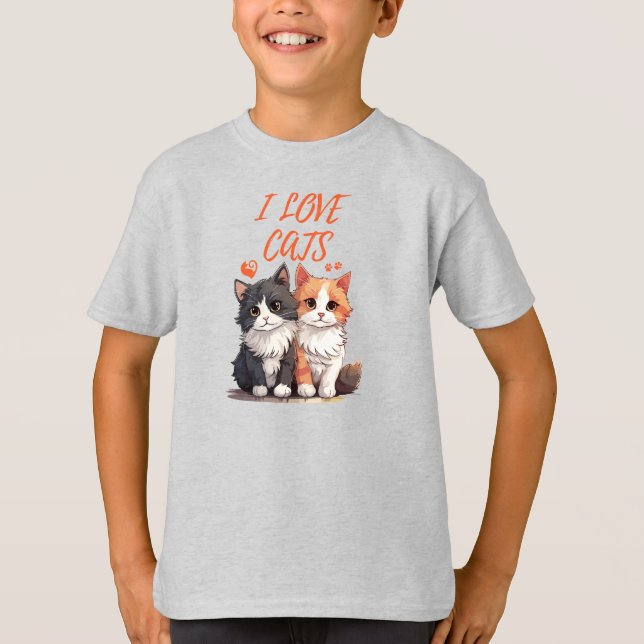 T-SHIRT J'ADORE LES CHATS (Devant)